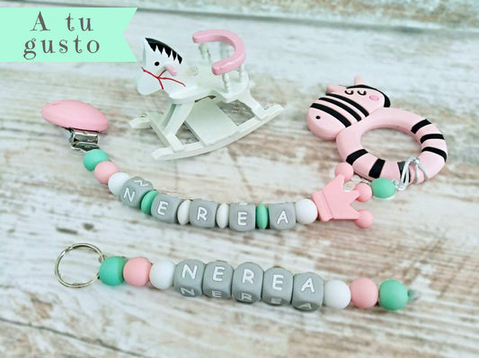 Pack Chupetero de silicona + Llavero de silicona personalizado - GiaN handmade