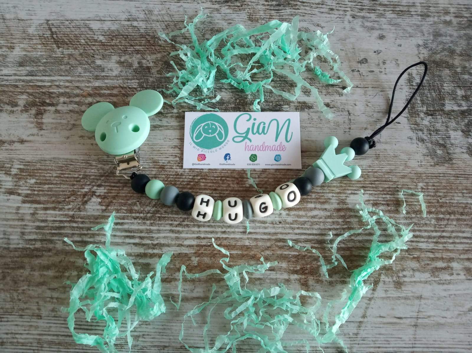 Chupetero de silicona con nombre - GiaN handmade