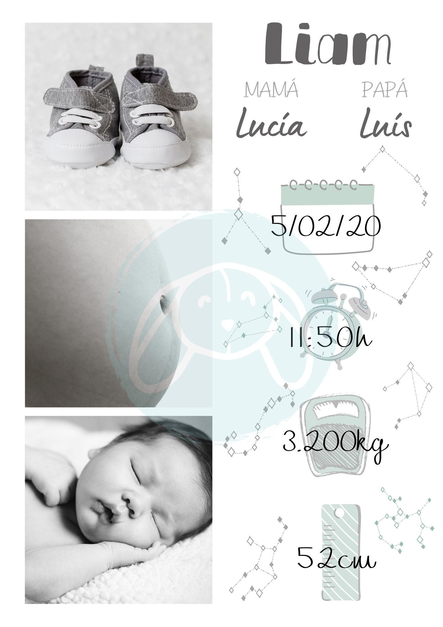 Lámina de nacimiento digital - GiaN handmade