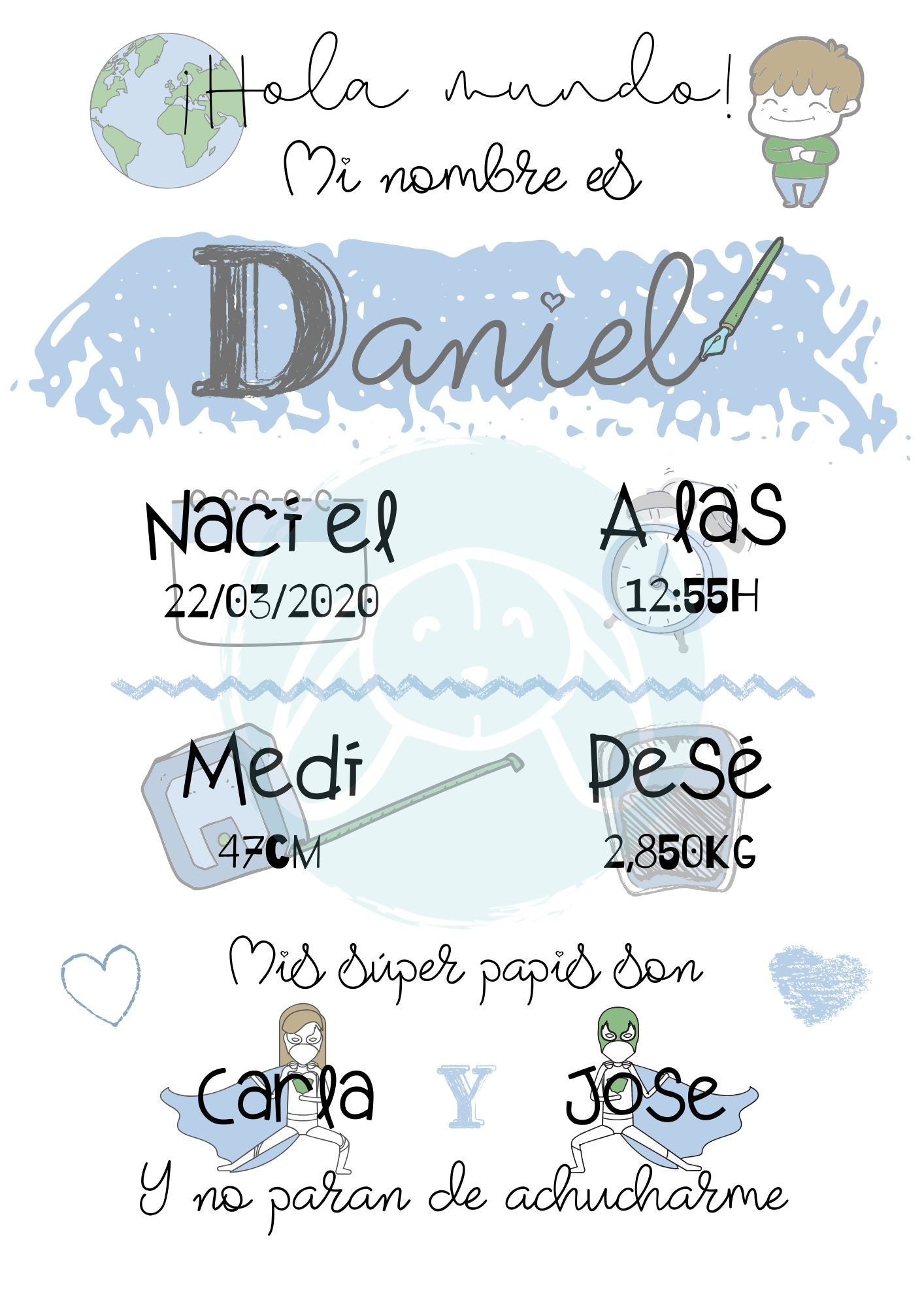Lámina de nacimiento digital - GiaN handmade