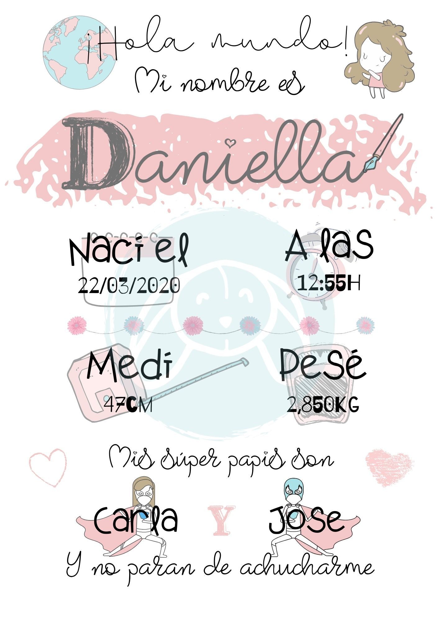 Lámina de nacimiento digital - GiaN handmade