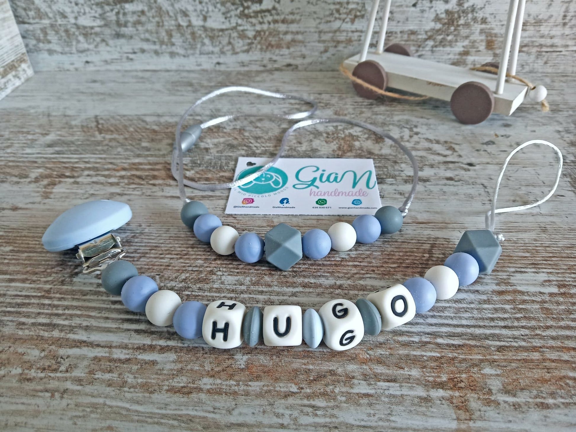 Pack Chupetero de silicona + Collar de lactancia personalizado - GiaN handmade