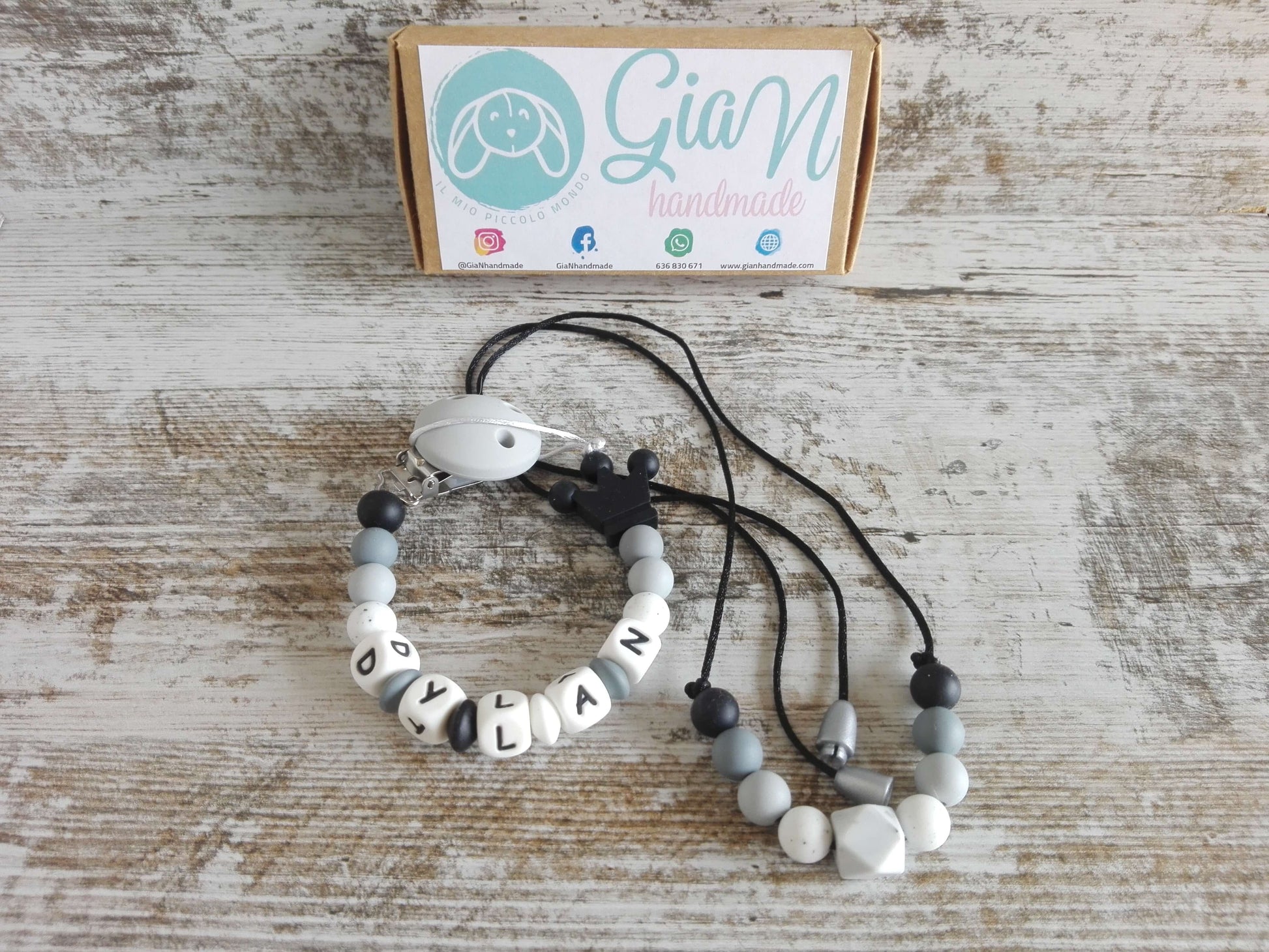 Pack Chupetero de silicona + Collar de lactancia personalizado - GiaN handmade