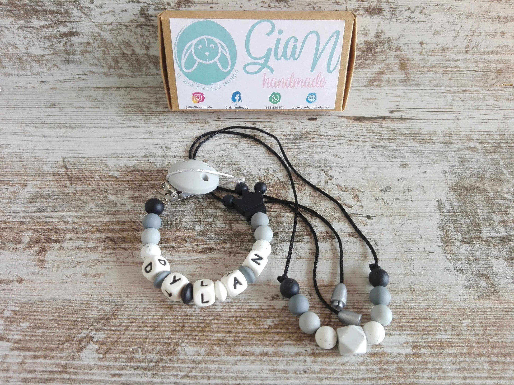 Pack Chupetero de silicona + Collar de lactancia personalizado - GiaN handmade