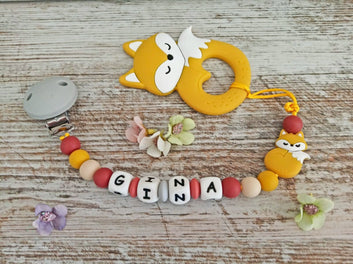 Pack Chupetero de silicona personalizado + mordedor - GiaN handmade
