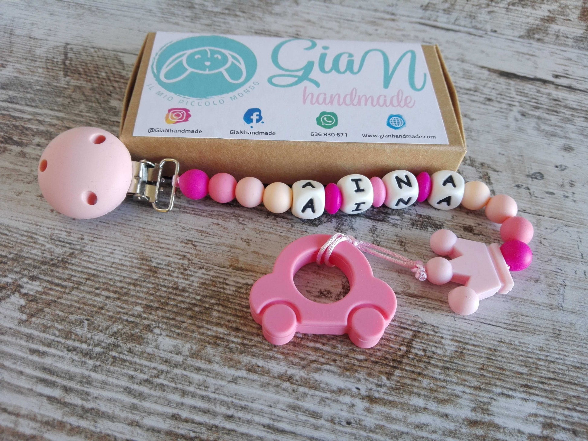 Pack Chupetero de silicona personalizado + mordedor - GiaN handmade